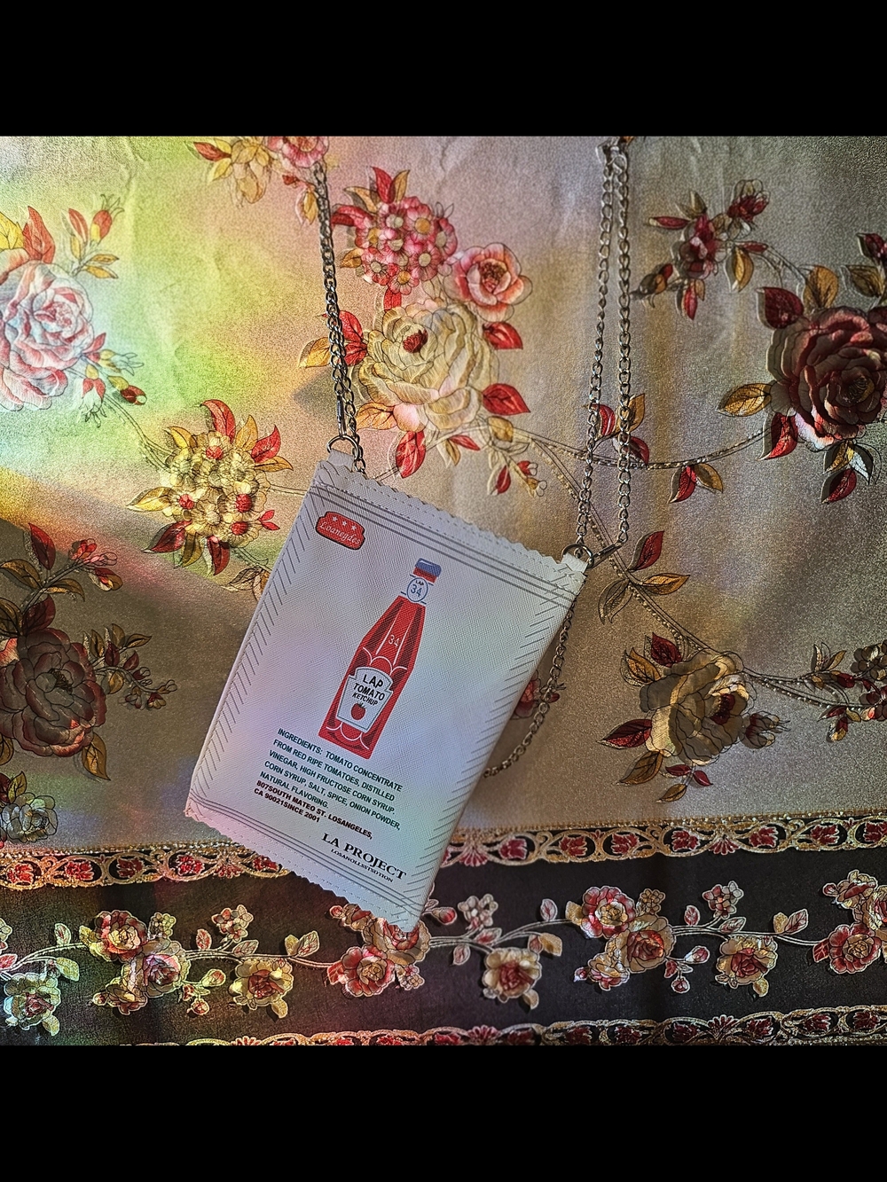Novelty Tomato Ketchup Crossbody Bag - White & Red